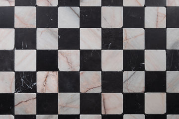 White #7 & Nero St. Gabriel  4"x4" Checkered Tumbled Marble