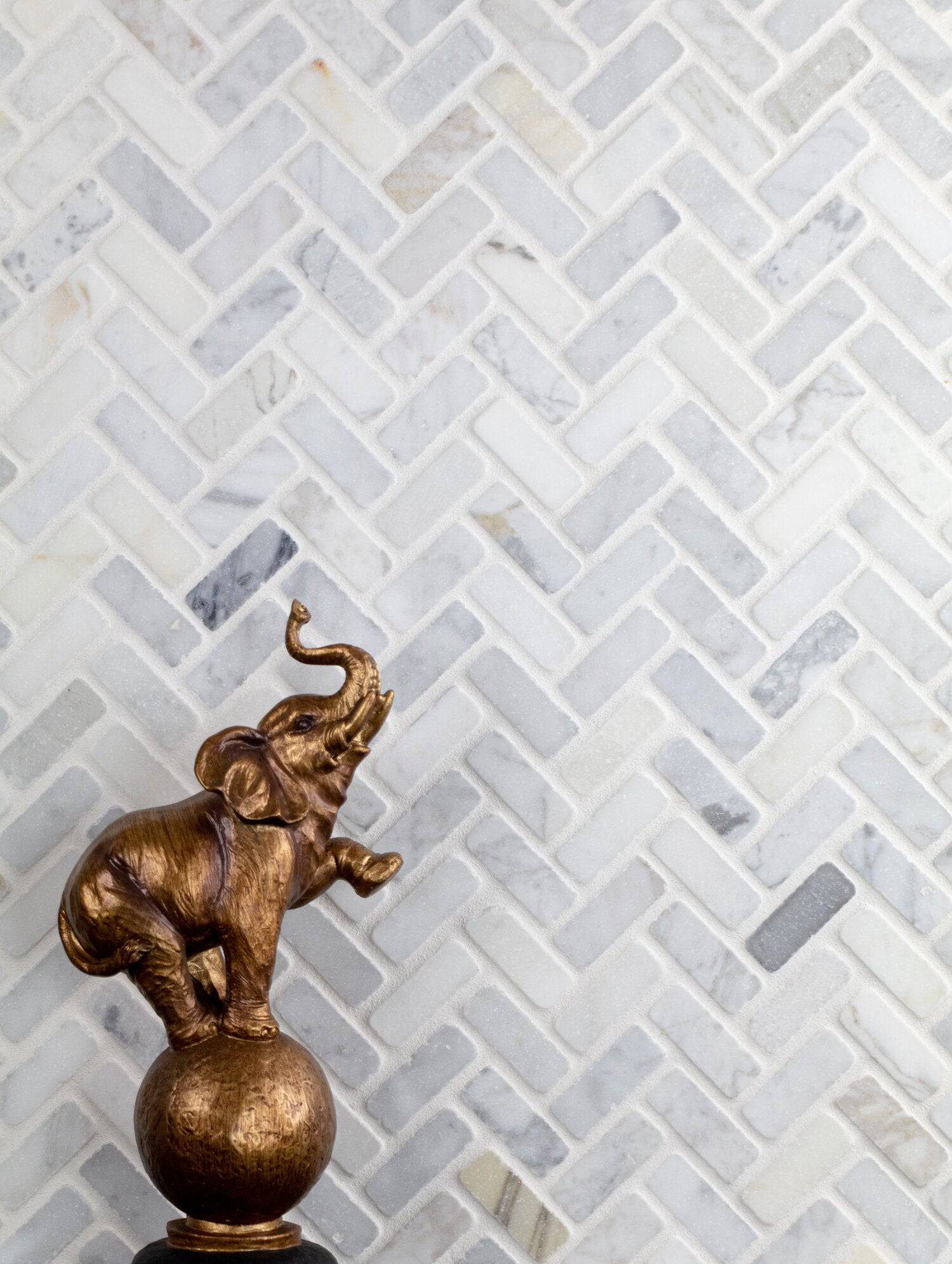 Antique Carrara Mini Herringbone - Castelli Marble