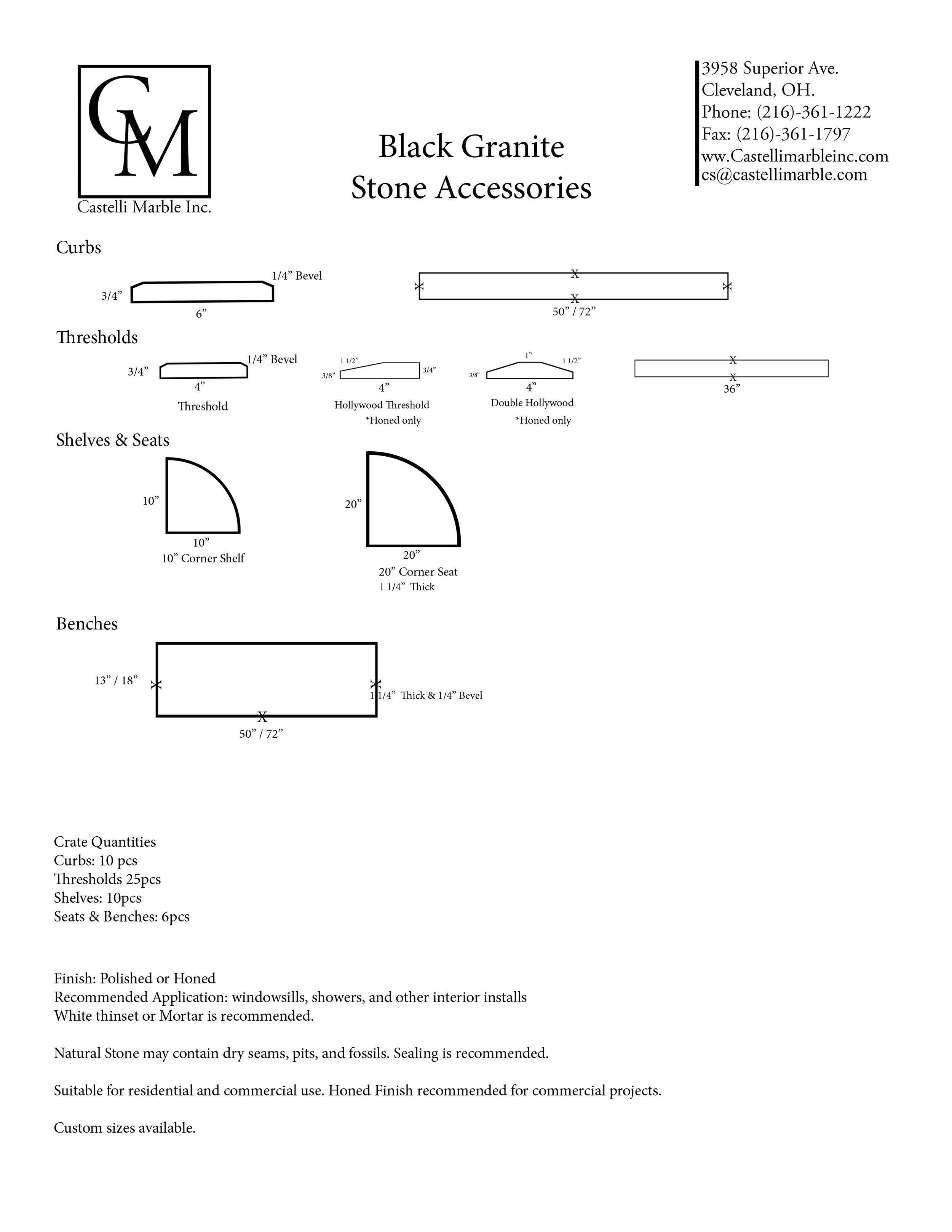 Black Granite Honed - Castelli Marble