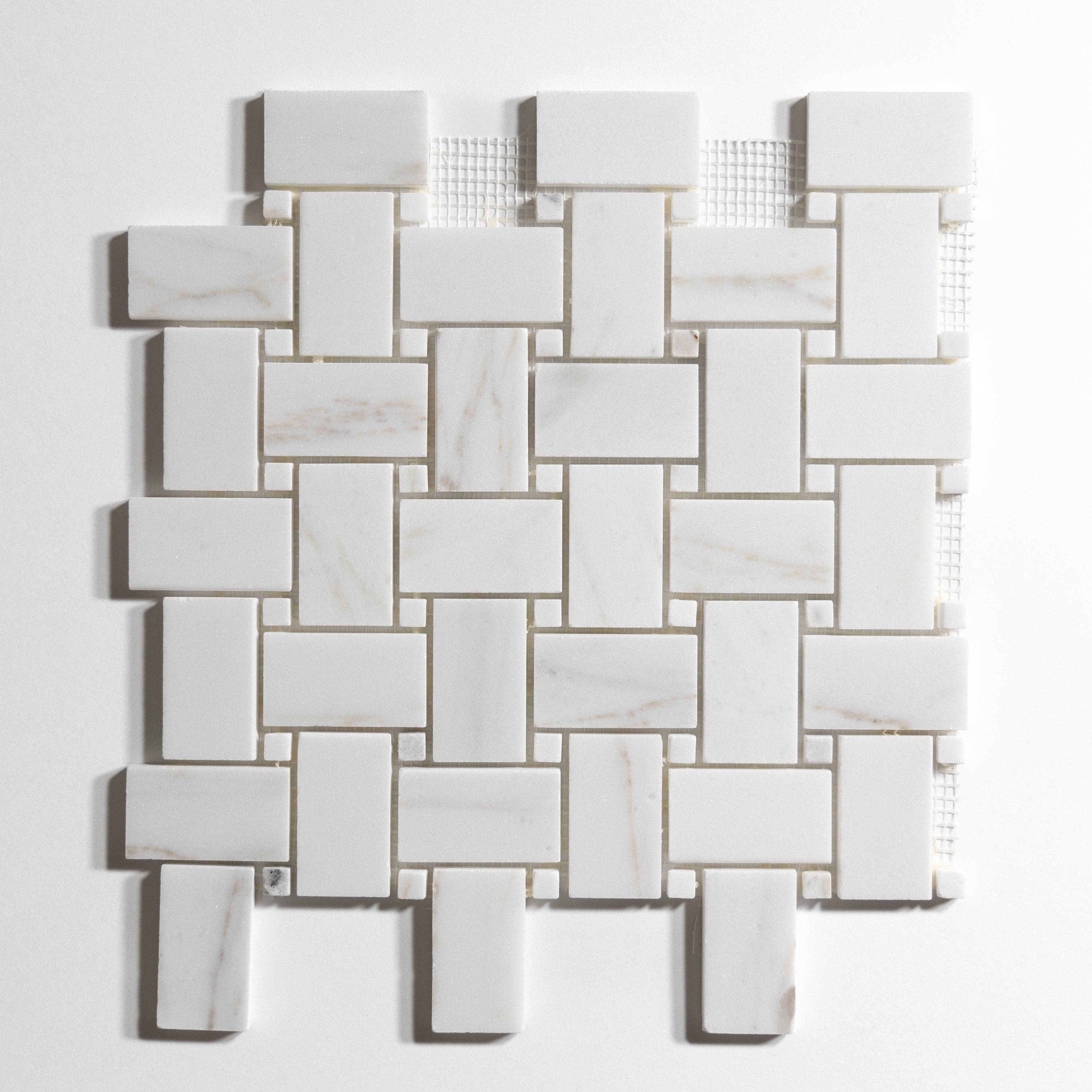 Calacatta Colorado  Basket Weave Calacatta Mosaic Tile