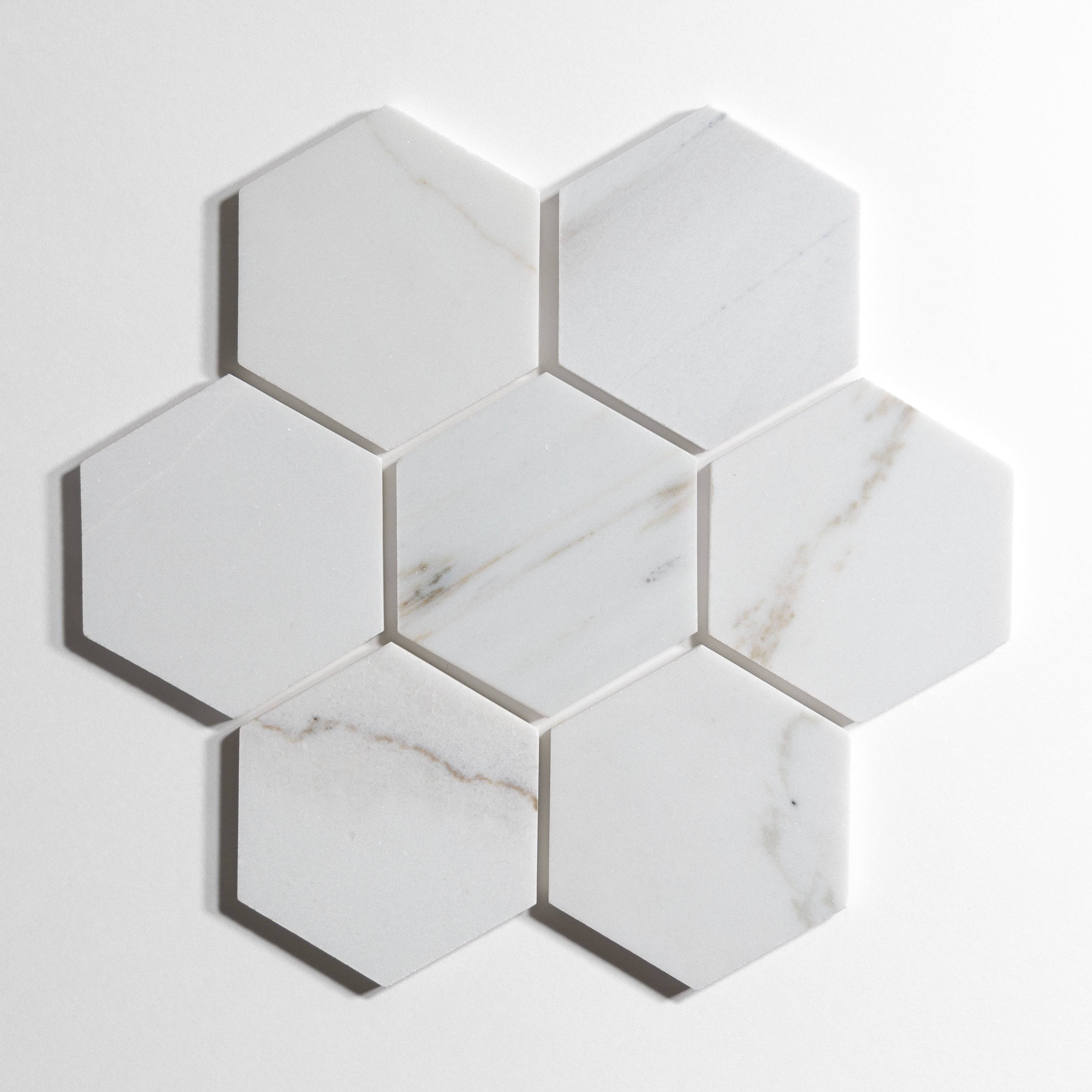 Colorado Calacatta 5" Hexagon - Castelli Marble