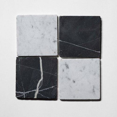 Ven. Carrara / Nero St. Gabriel  6"x6" Tumbled - Castelli Marble