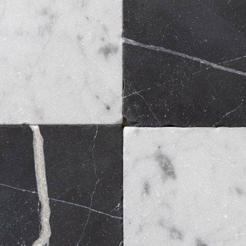 Ven. Carrara / Nero St. Gabriel  6"x6" Tumbled - Castelli Marble