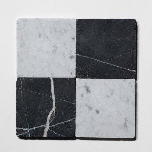 Ven. Carrara / Nero St. Gabriel  6"x6" Tumbled - Castelli Marble