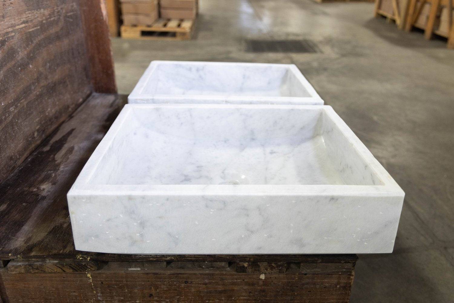 Venatino Carrara Antiqued Vessels - Castelli Marble