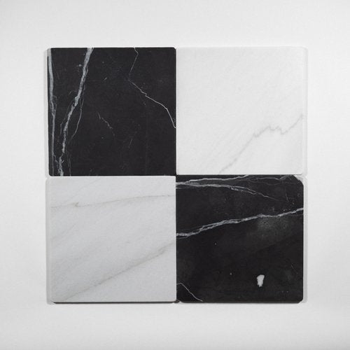 Calacatta Colorado Black and soft white Marble Tile