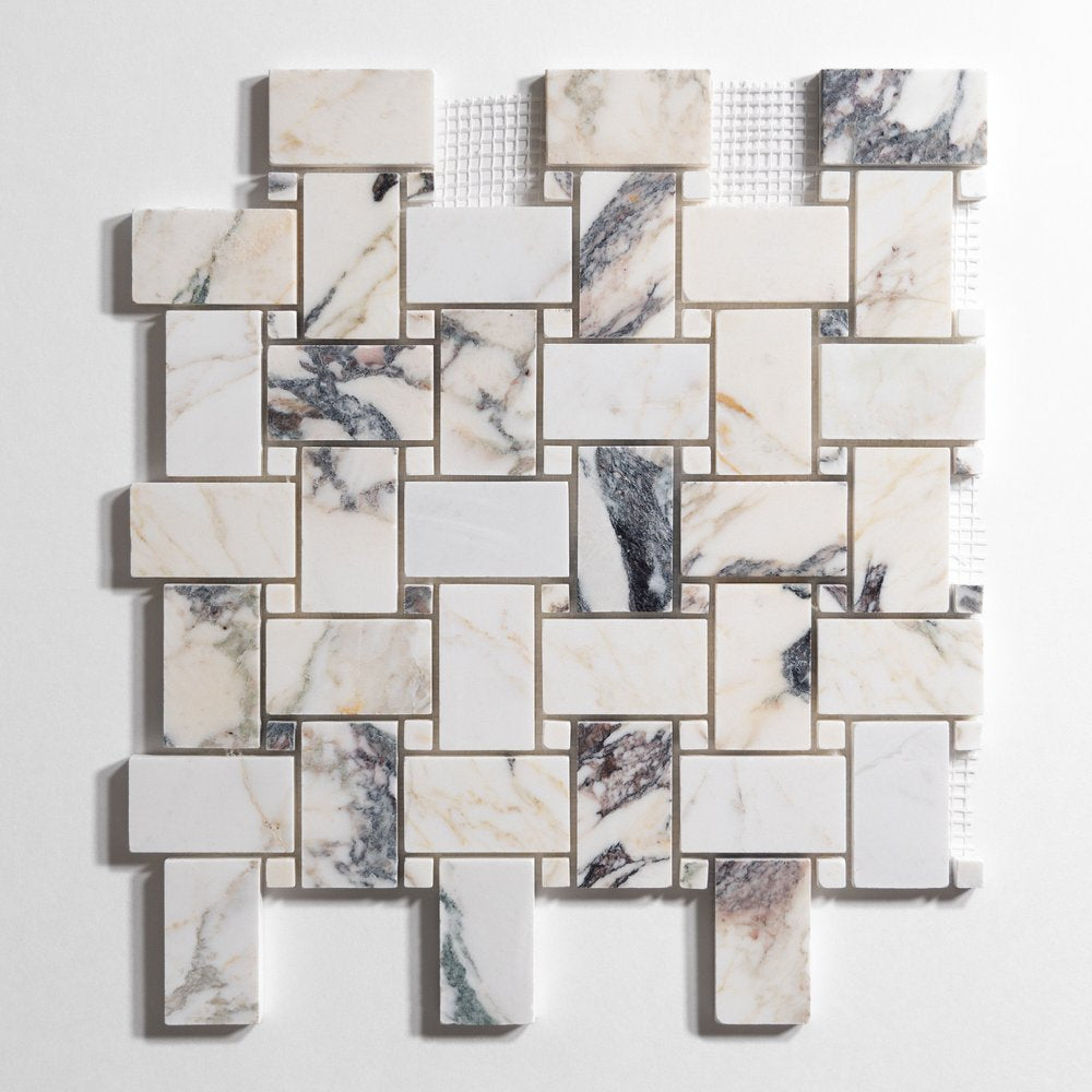 Calacatta Viola Basket Weave Marble Tiles
