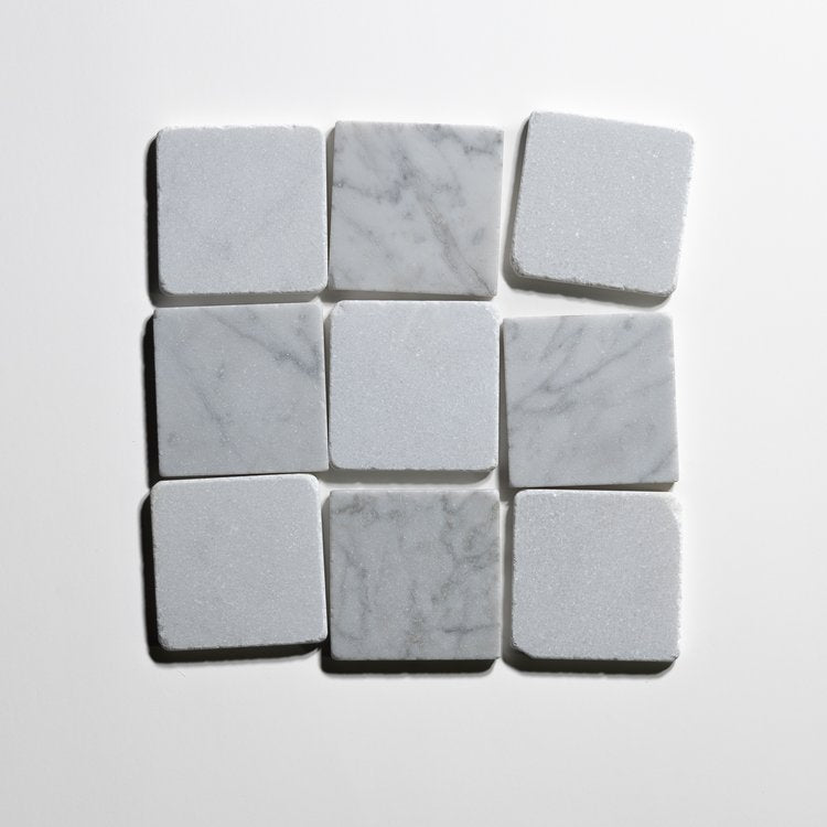 Carrara & Glacier White Marble 4"x4" Tumbled