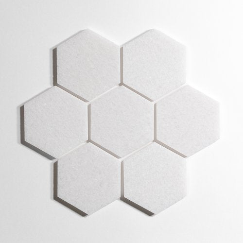 Crystal White 5" Hexagon Marble Tile