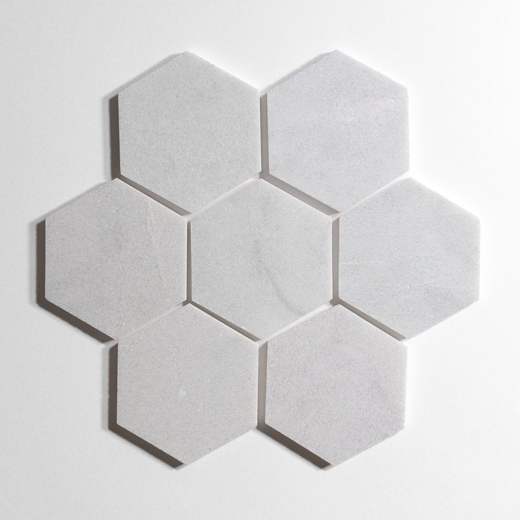 Glacier White 5" Hexagon Marble Tiles