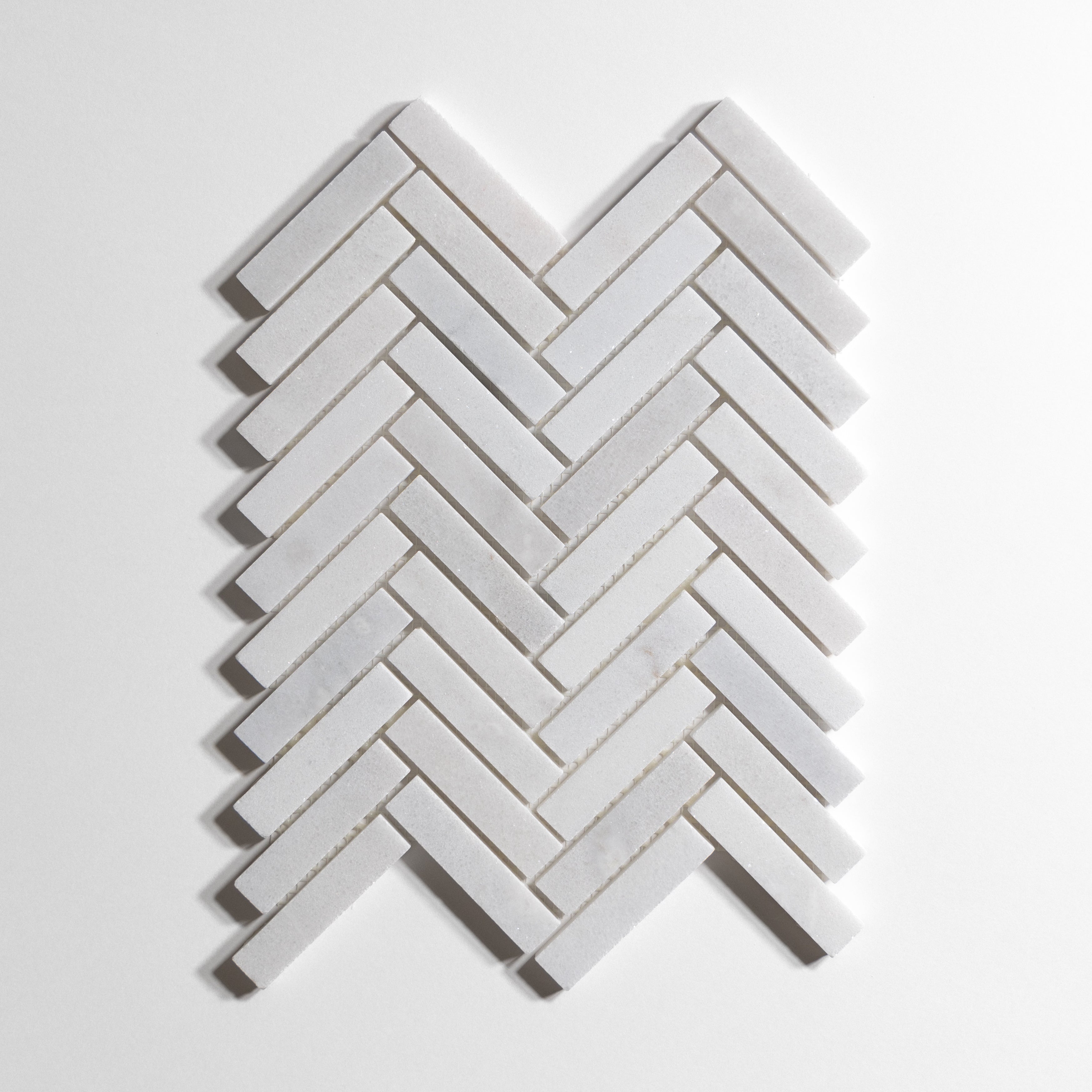 Glacier White  Herringbone Marble Mosaic Tile Backsplash