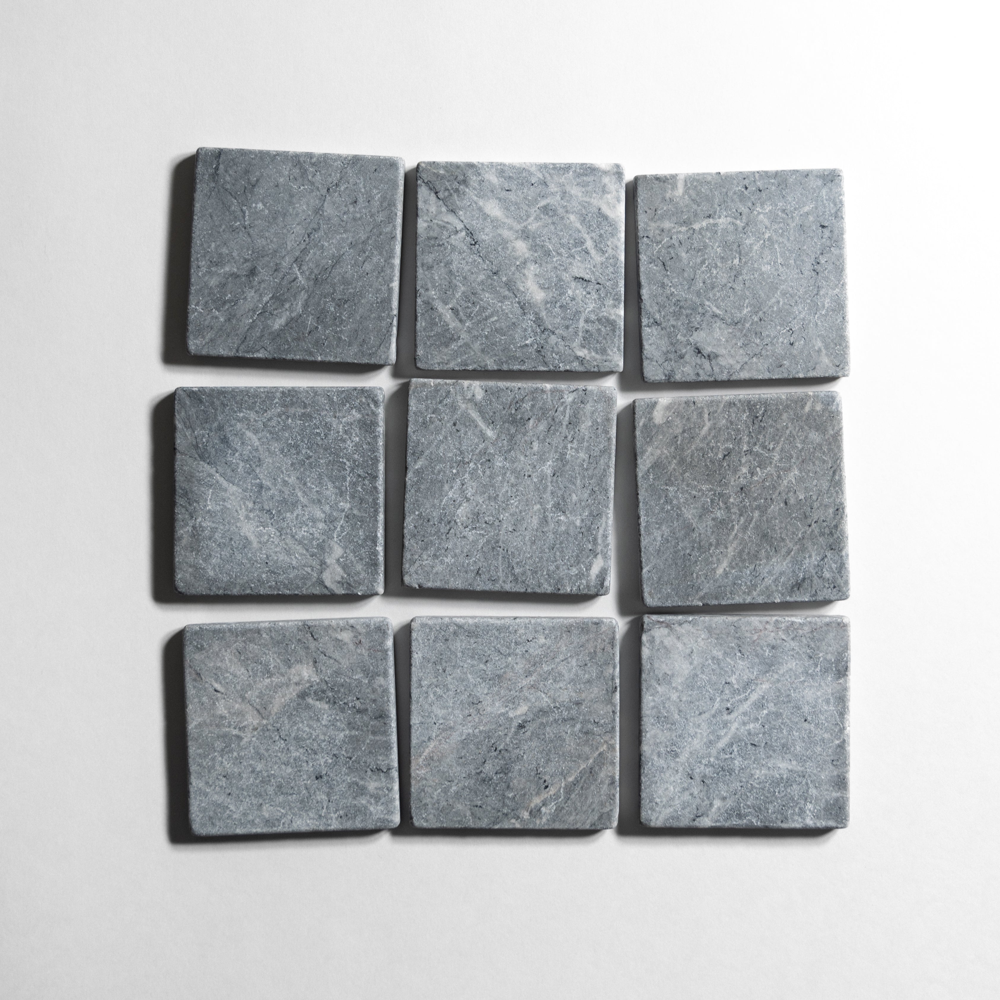 Riviera Gray 4"x4" Tumbled Marble Tile