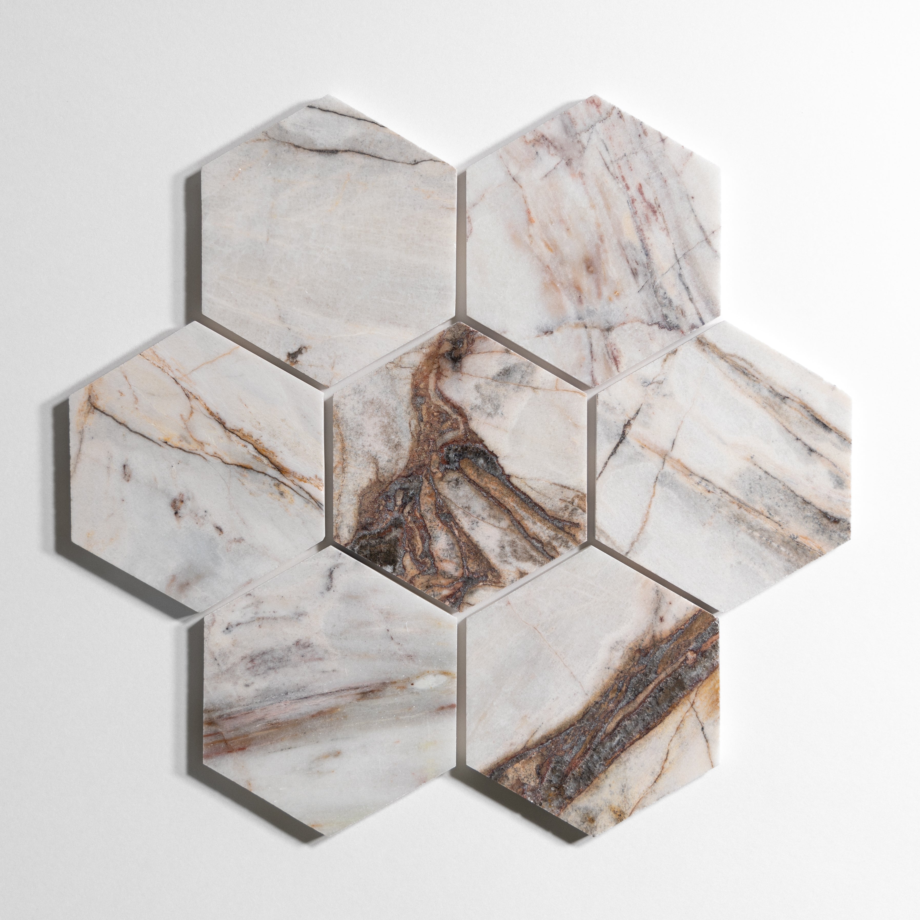 Rosewood  5" Hexagon Marble Tiles