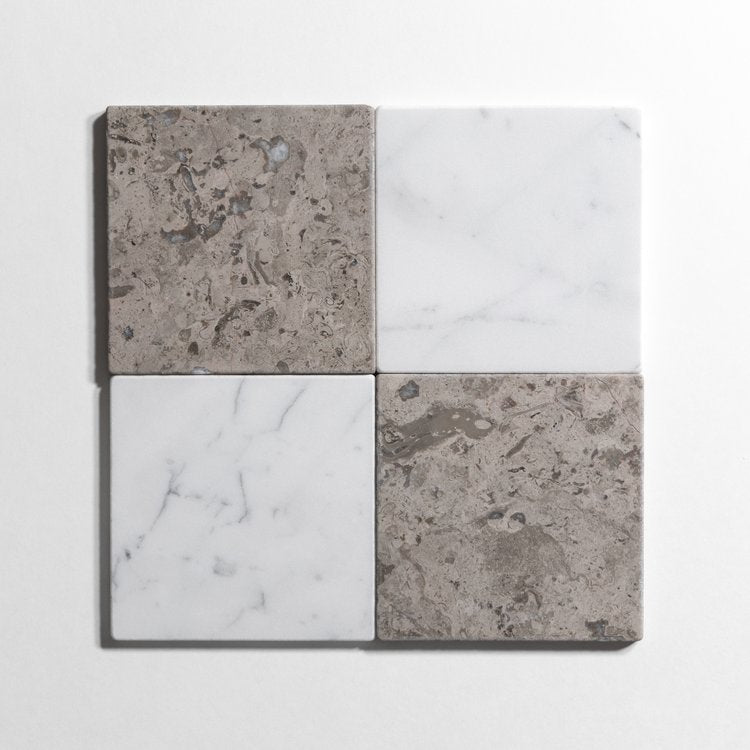 Sage Gray Checkered Marble Wall Tile
