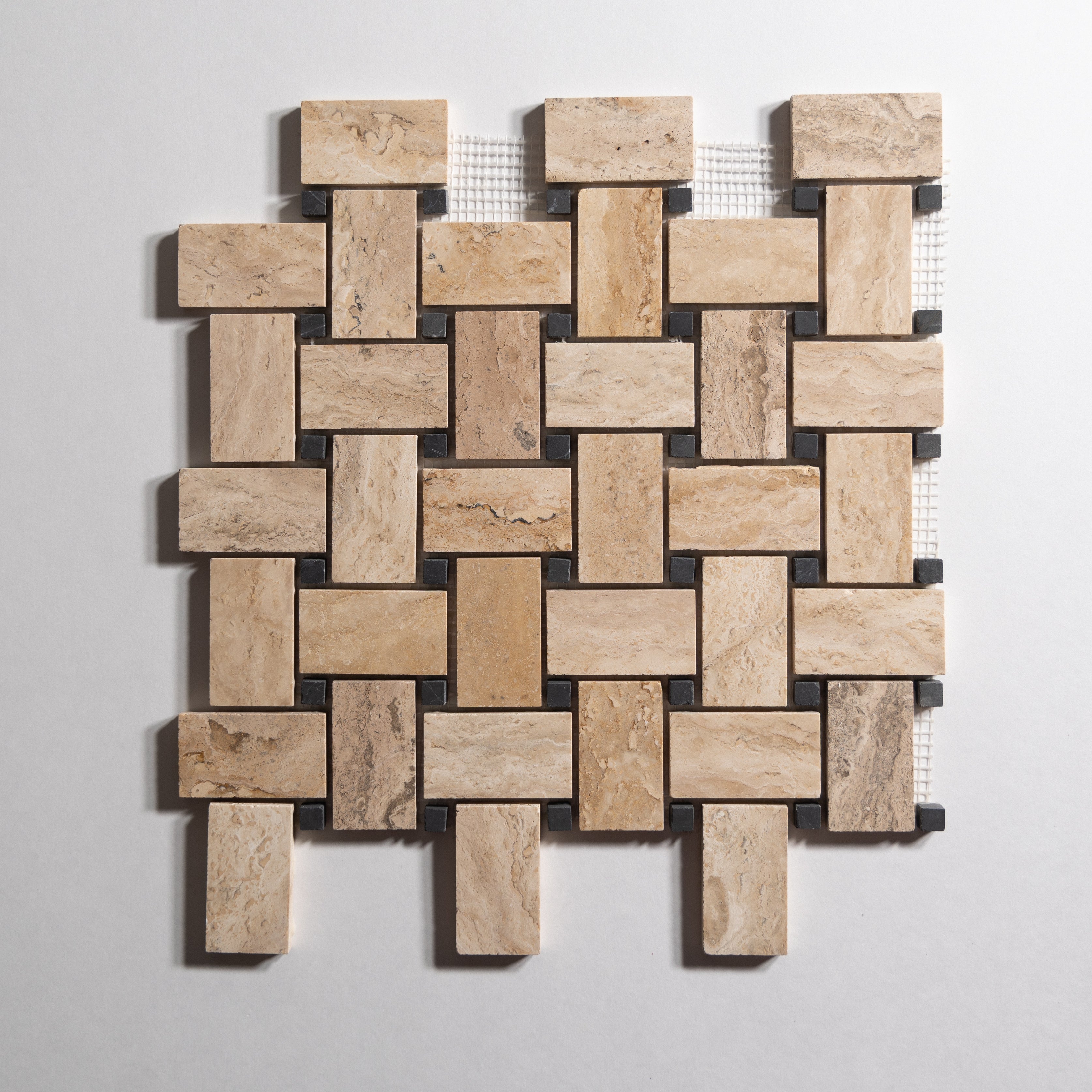 Savana Travertine and Nero Basket Weave