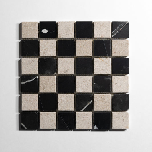 Sierra Limestone & Nero 2"x2" Mosaic
