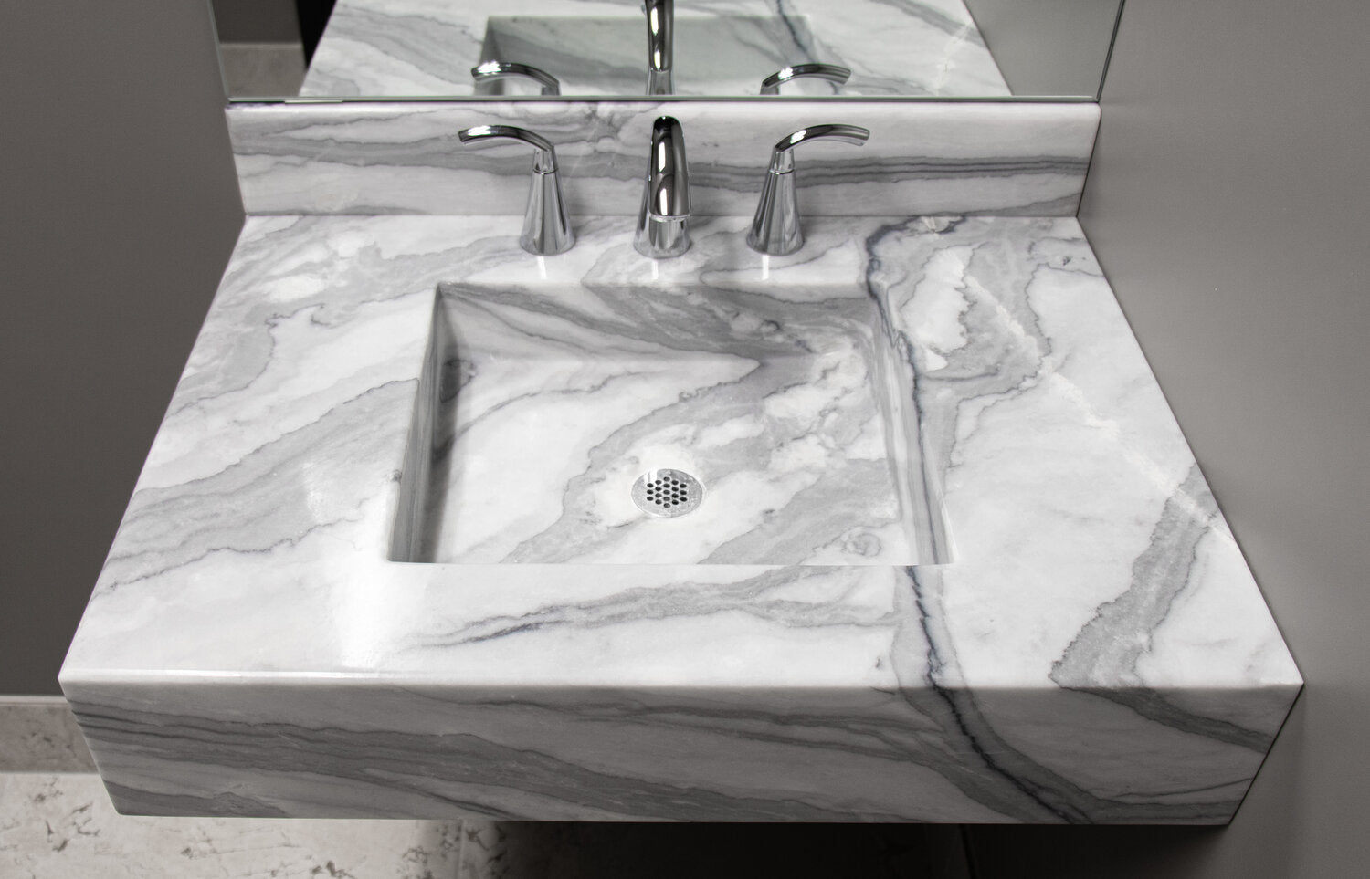 Silver Mist Floating Marble