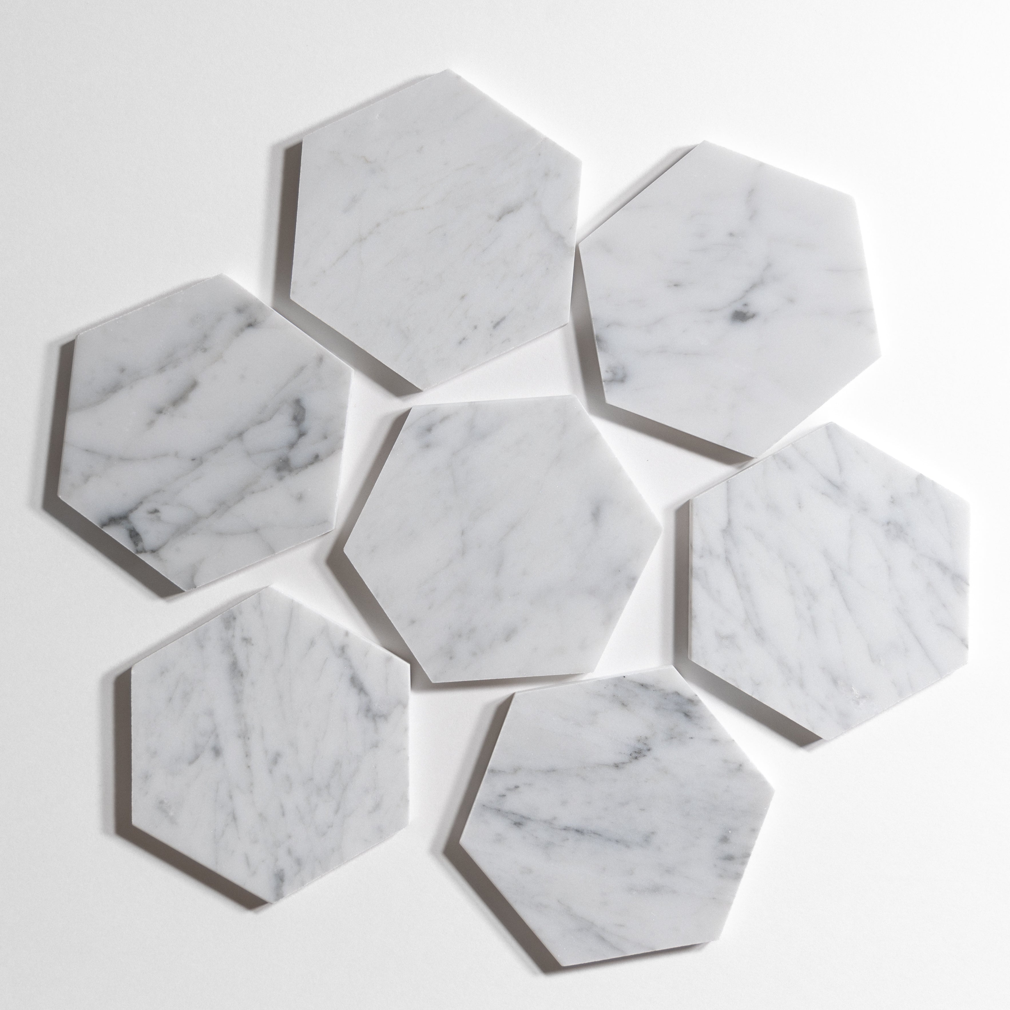 Venatino Carrara 5" Hexagon Marble Tile