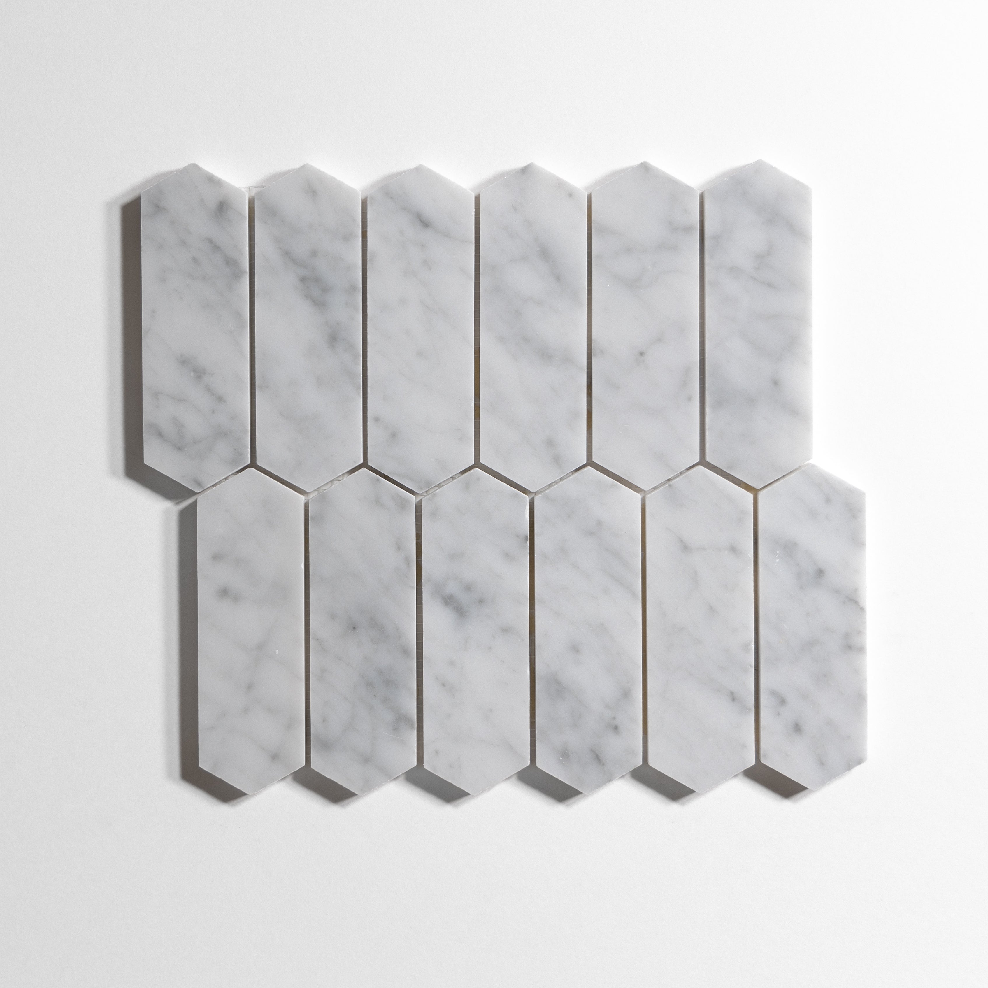 Venatino Carrara Picket Mosaic Tile Marble Outlet