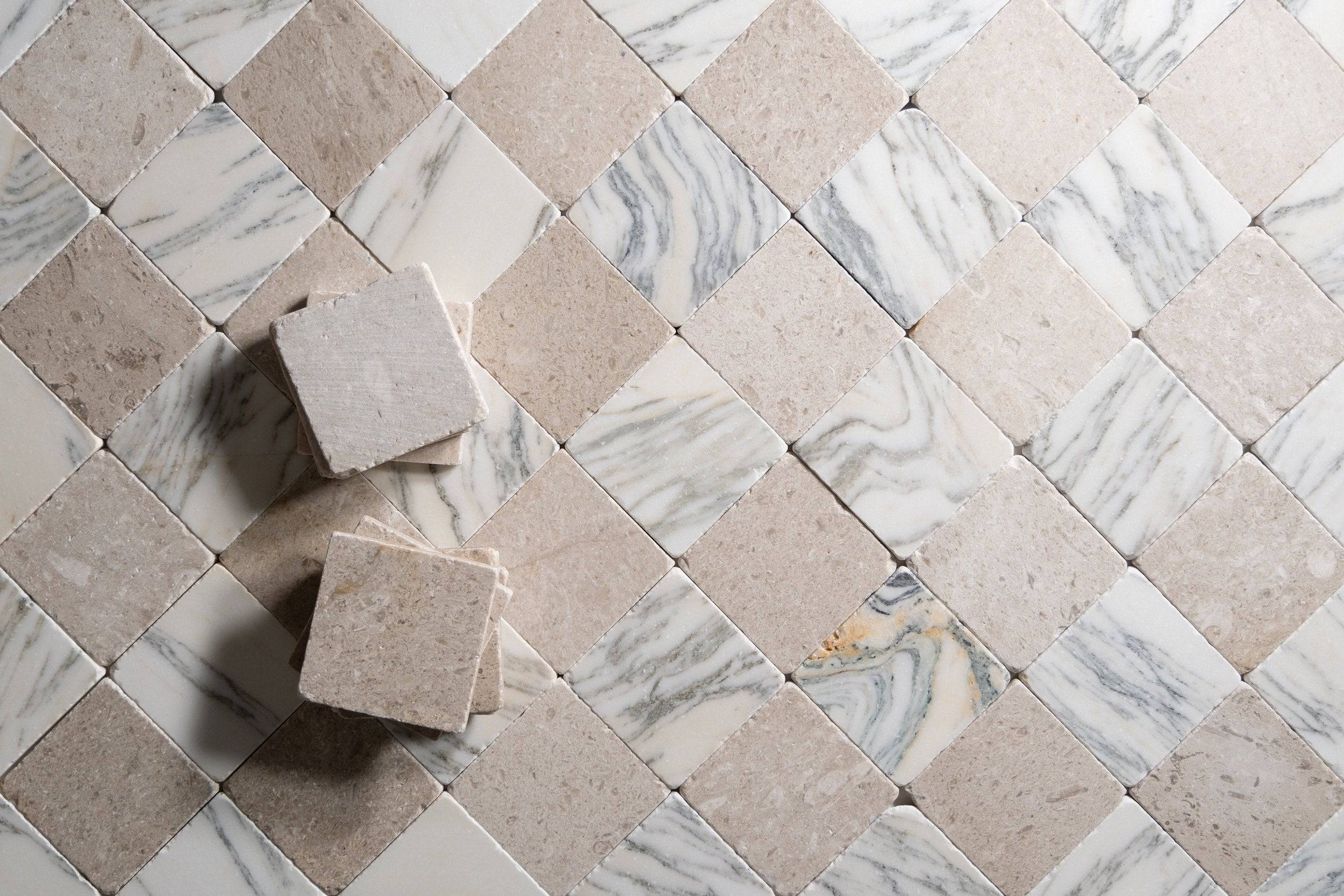 Sierra Limestone 4"x4" tumbled - Castelli Marble