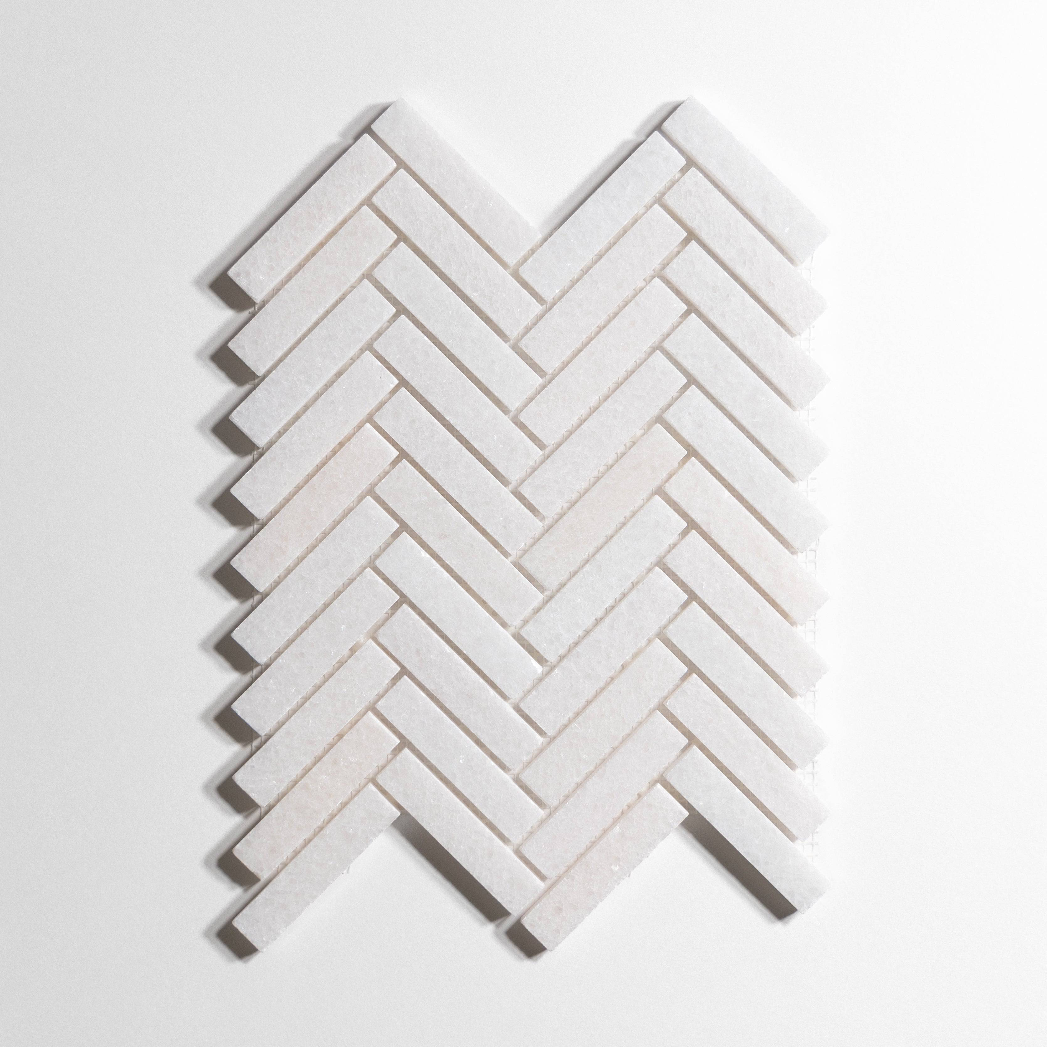 Crystal White Herringbone - Castelli Marble