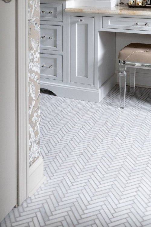 Glacier White  Herringbone - Castelli Marble