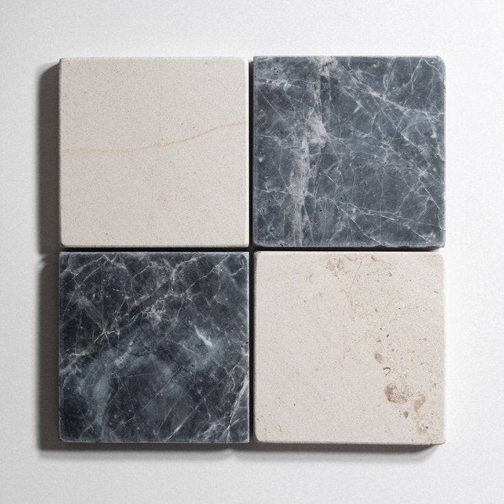 Crema & Riviera 6" x 6" Tumbled Pavers - Castelli Marble