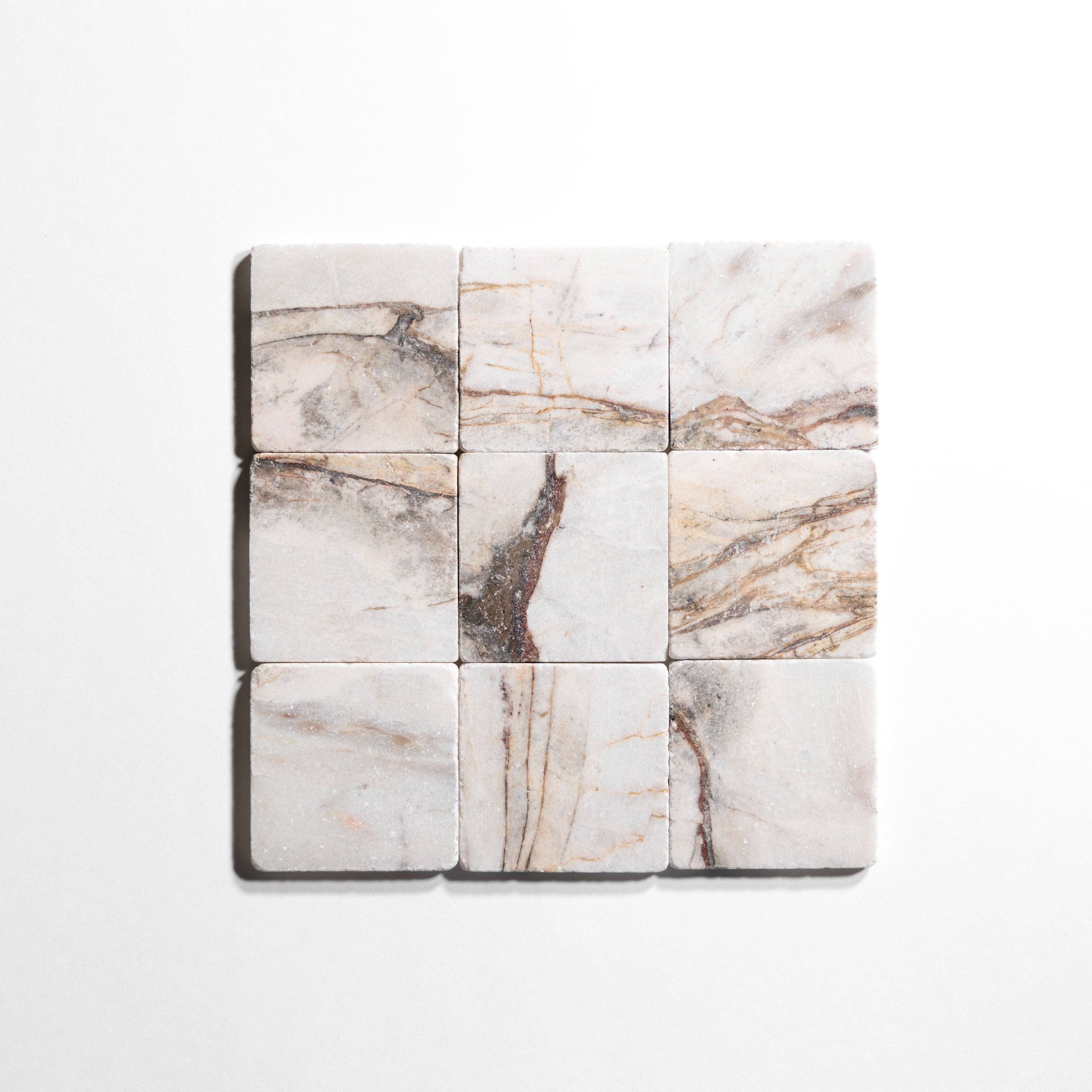 Rosewood  4" x 4" Tumbled - Castelli Marble