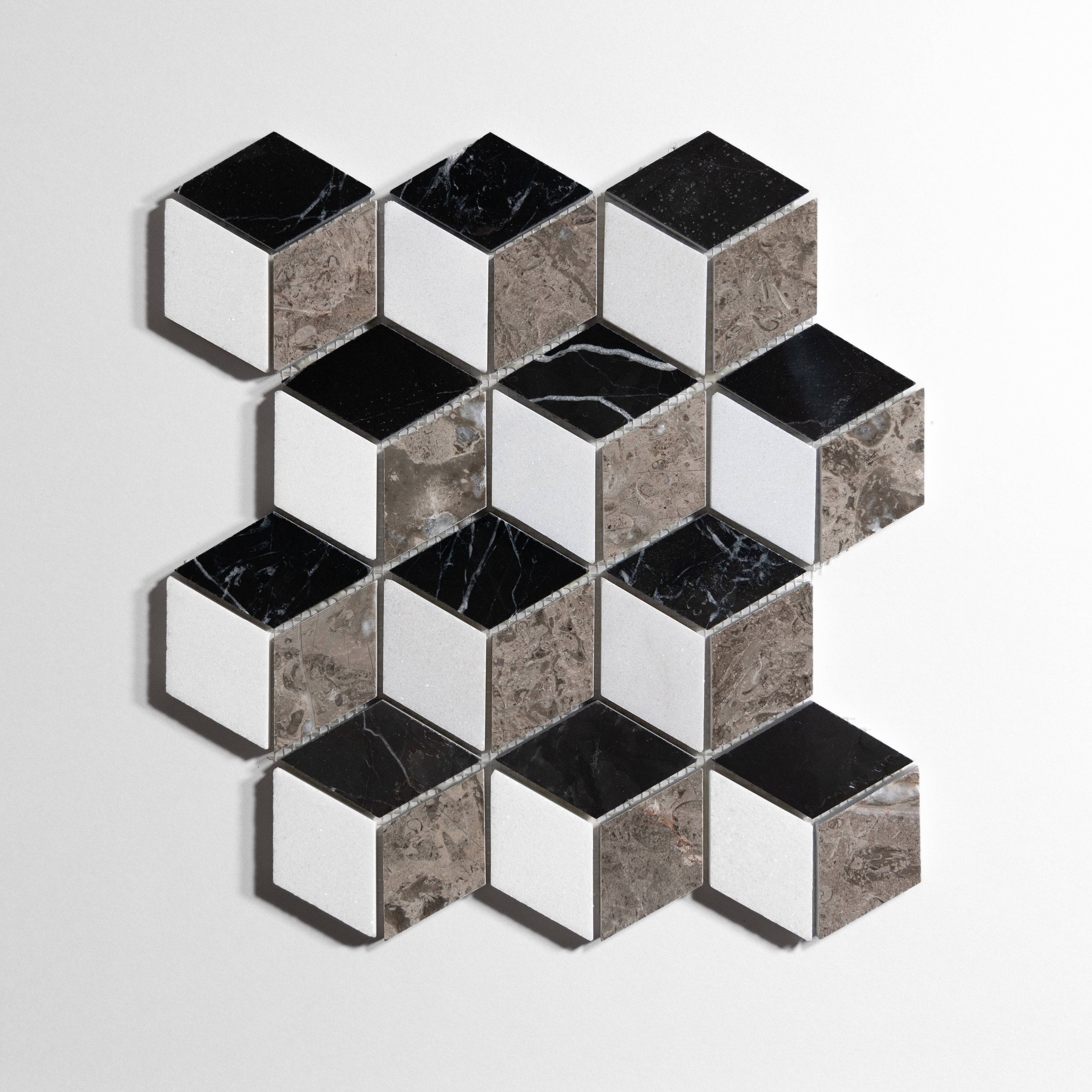 Taylor 3D Calacatta Marble Mosaic